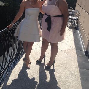 Express strapless silver dress